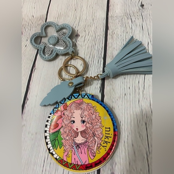 Nicole Lee Madison Compact Double Mirror Tassel Keychain - Picture 1 of 5
